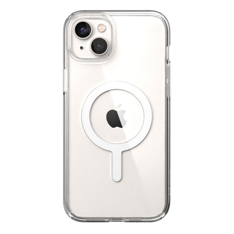Speck Presidio Perfect-Clear + MagSafe - Custodia per iPhone 15 Plus / iPhone 14 Plus (trasparente) - 16