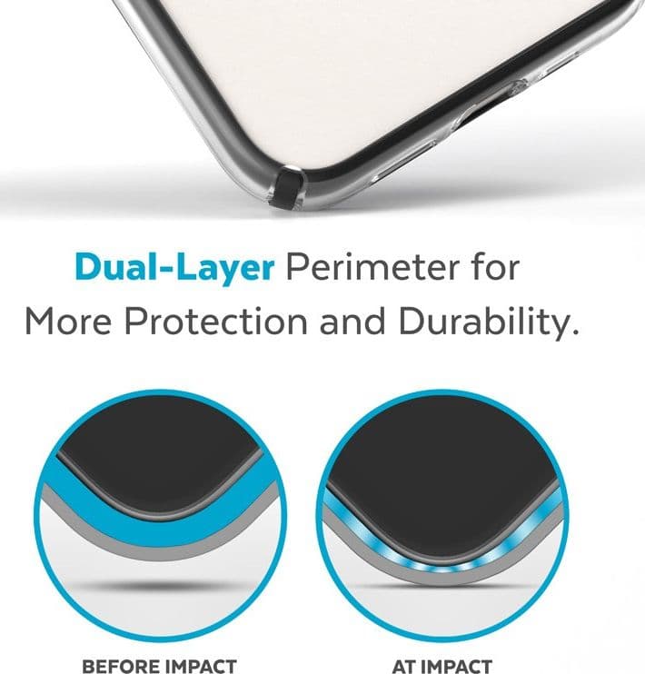 Speck Presidio Perfect-Clear con Impact Geometry - Custodia per iPhone 15 Plus / 14 Plus con rivestimento MICROBAN (trasparente - 14