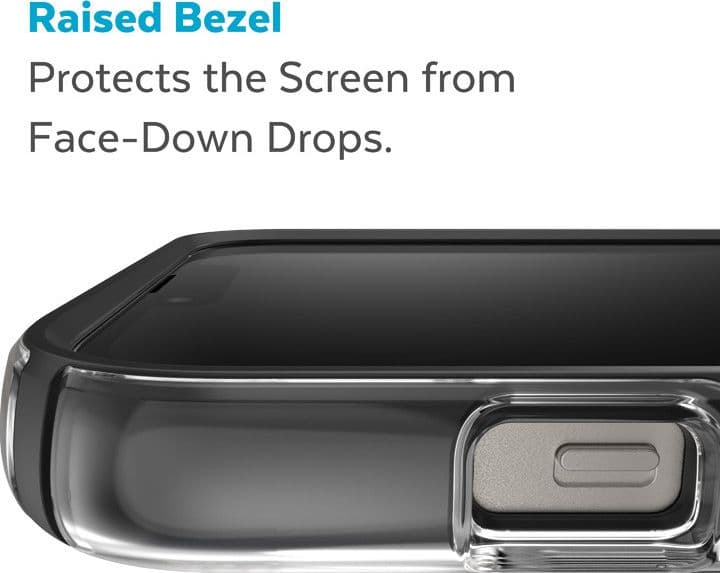 Speck Presidio Perfect-Clear con Impact Geometry - Custodia per iPhone 15 Plus / 14 Plus con rivestimento MICROBAN (trasparente - 5