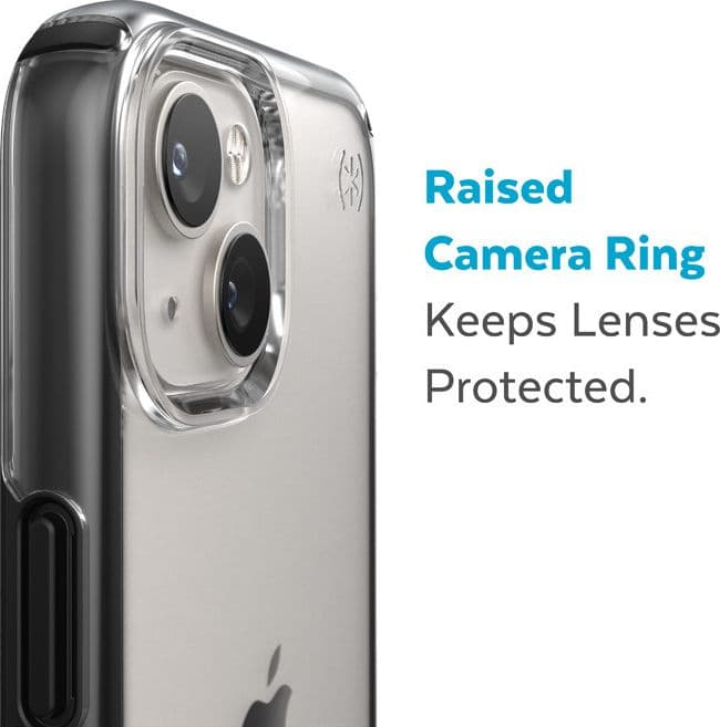 Speck Presidio Perfect-Clear con Impact Geometry - Custodia per iPhone 15 Plus / 14 Plus con rivestimento MICROBAN (trasparente - 6