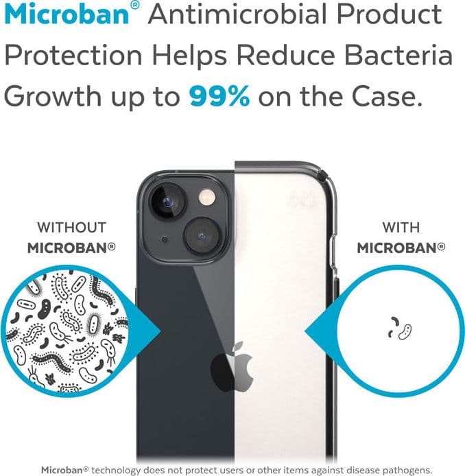 Speck Presidio Perfect-Clear con Impact Geometry - Custodia per iPhone 15 Plus / 14 Plus con rivestimento MICROBAN (trasparente - 9