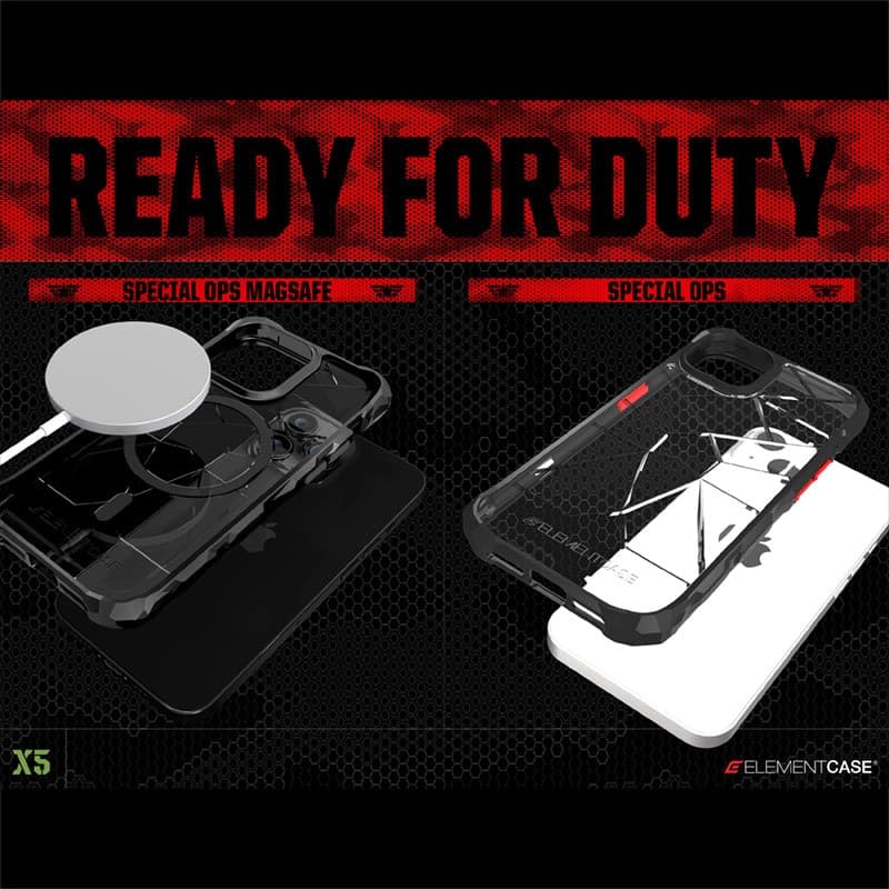 Element Case Special Ops X5 - Case for iPhone 14 (Mil-Spec Drop Protection) (Clear/Black) - 9