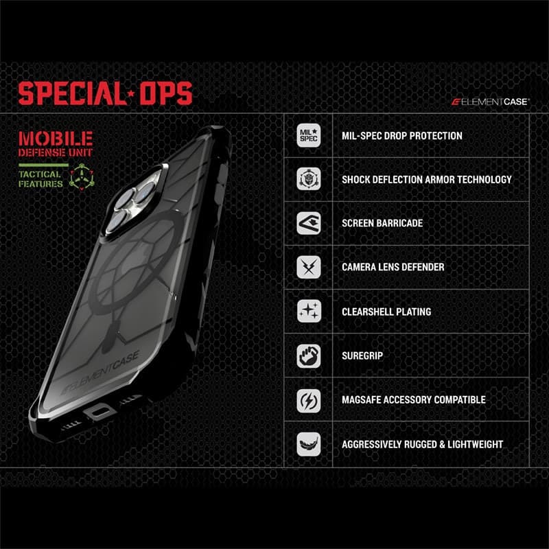 Element Case Special Ops X5 - Case for iPhone 14 (Mil-Spec Drop Protection) (Clear/Black) - 10