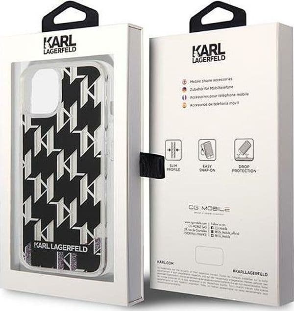 Karl Lagerfeld Monogram Liquid Glitter - Case for iPhone 14 Plus (Black) - 8