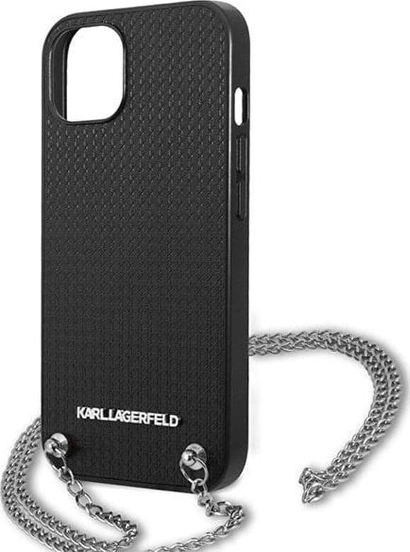 Karl Lagerfeld Leather Textured and Chain - Case for iPhone 13 mini (Black) - 14