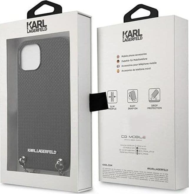 Karl Lagerfeld Leather Textured and Chain - Case for iPhone 13 mini (Black) - 16