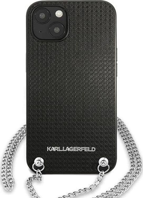 Karl Lagerfeld Leather Textured and Chain - Case for iPhone 13 mini (Black) - 3