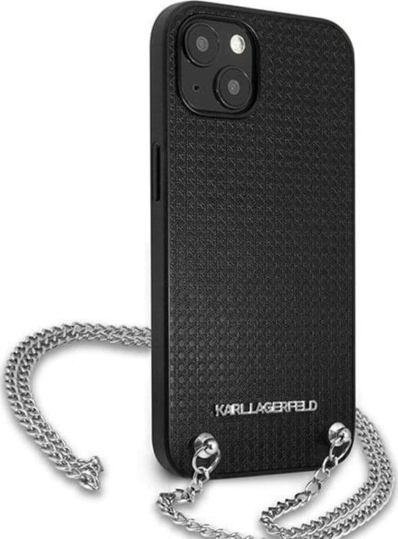 Karl Lagerfeld Leather Textured and Chain - Case for iPhone 13 mini (Black) - 4