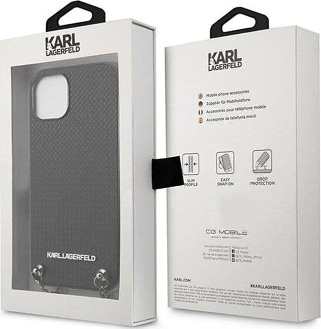 Karl Lagerfeld Leather Textured and Chain - Case for iPhone 13 mini (Black) - 8
