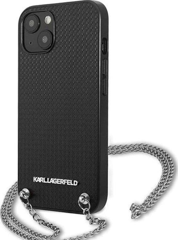 Karl Lagerfeld Leather Textured and Chain - Case for iPhone 13 mini (Black) - 10