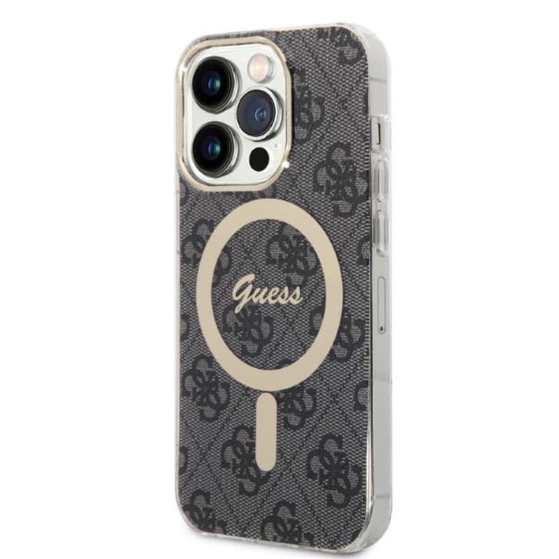 Guess Bundle Pack MagSafe 4G - Set of case for iPhone 14 Pro + MagSafe charger (Black/Gold) - 13