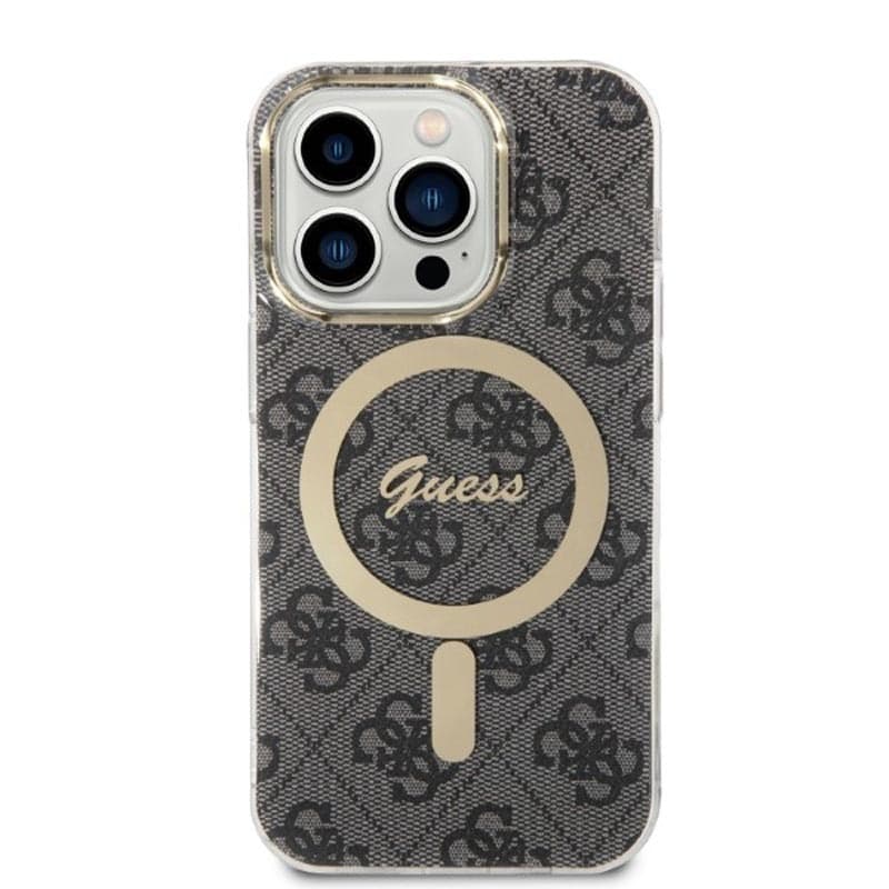 Guess Bundle Pack MagSafe 4G - Set of case for iPhone 14 Pro + MagSafe charger (Black/Gold) - 14