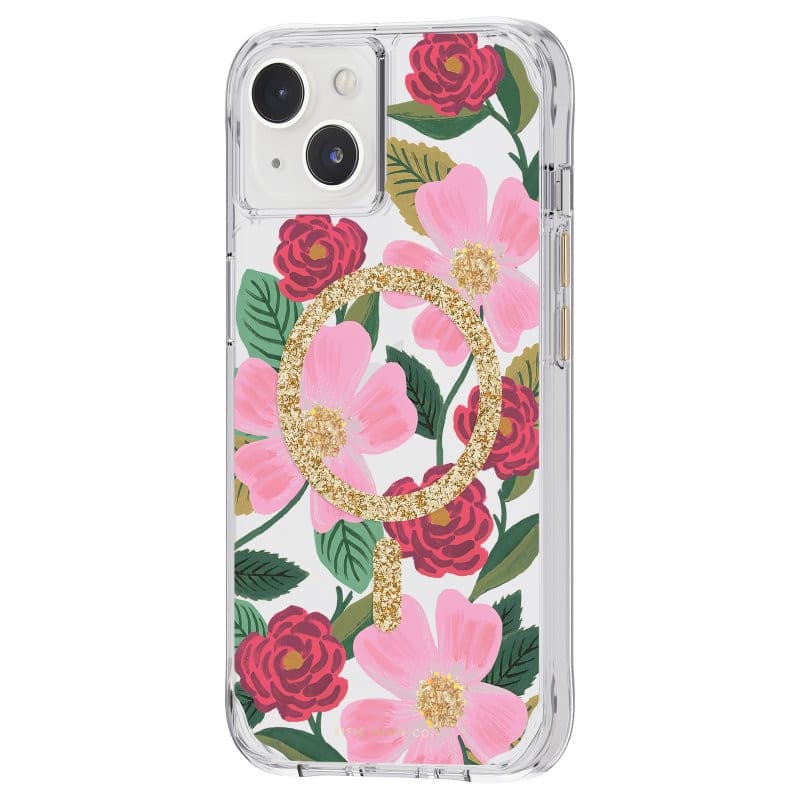 Rifle Paper Clear MagSafe - Case decorated in gold for iPhone 14 / iPhone 13 (Rose Garden) - 3