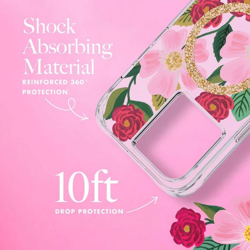 Rifle Paper Clear MagSafe - Case decorated in gold for iPhone 14 / iPhone 13 (Rose Garden) - 5
