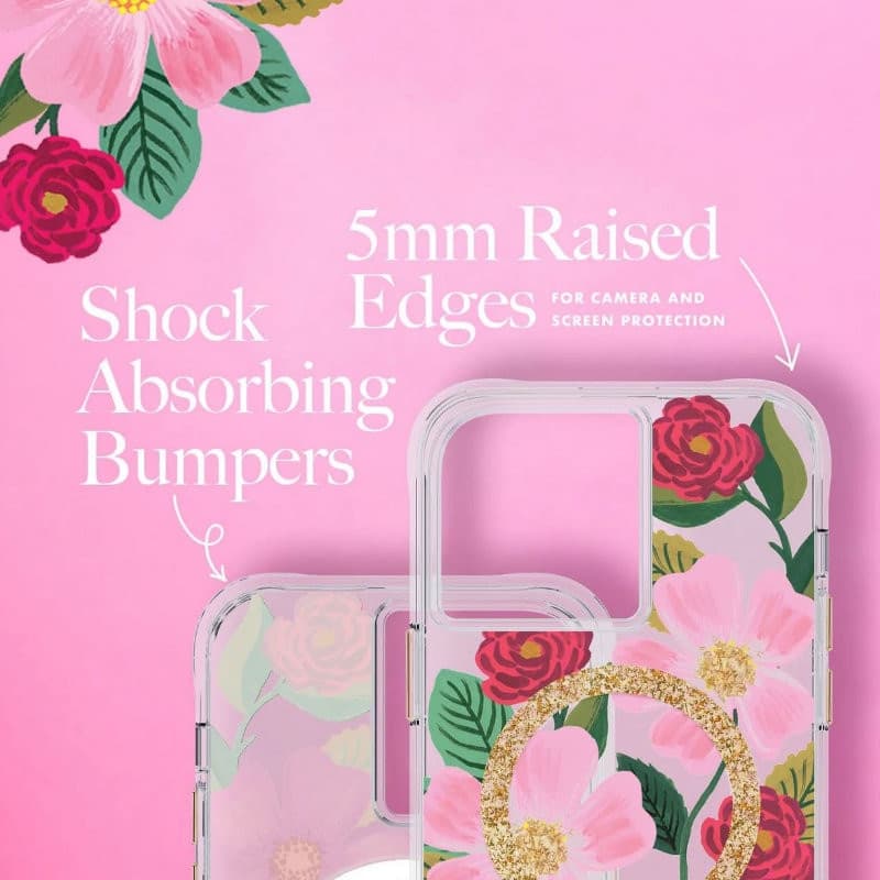 Rifle Paper Clear MagSafe - Case decorated in gold for iPhone 14 / iPhone 13 (Rose Garden) - 6