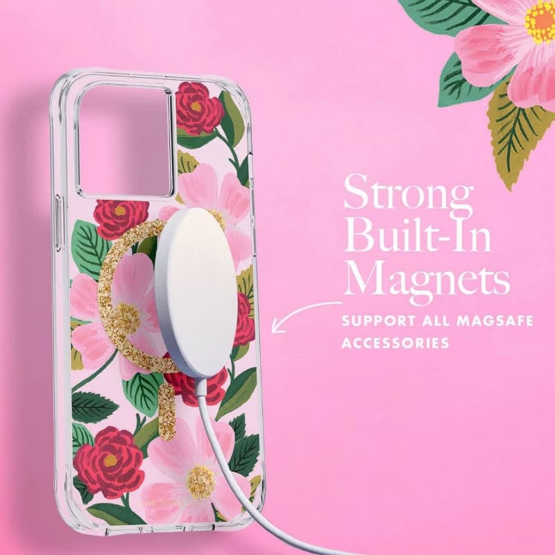 Rifle Paper Clear MagSafe - Case decorated in gold for iPhone 14 / iPhone 13 (Rose Garden) - 8