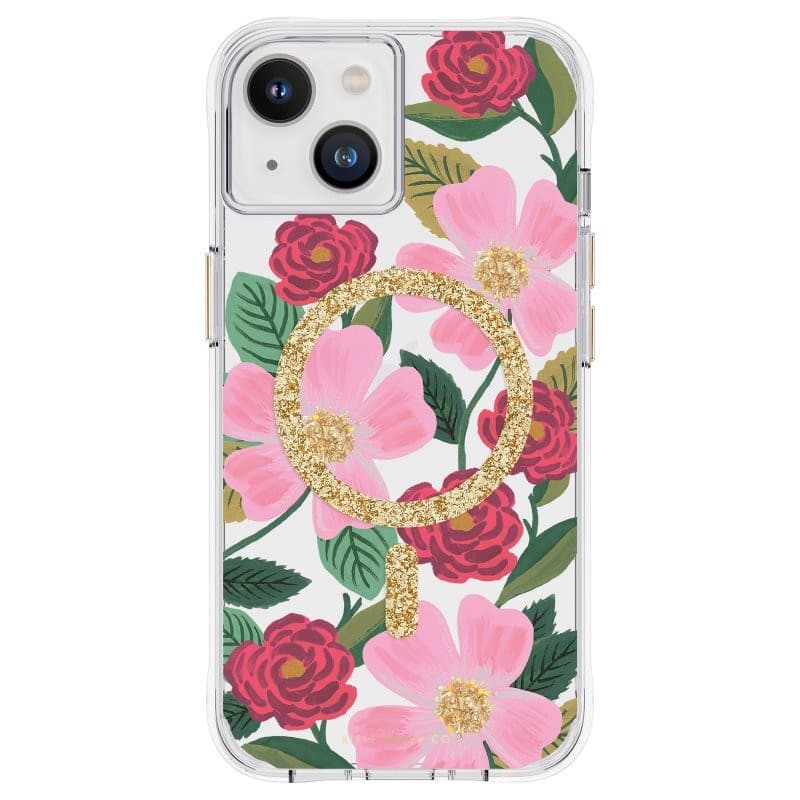 Rifle Paper Clear MagSafe - Case decorated in gold for iPhone 14 / iPhone 13 (Rose Garden) - 9