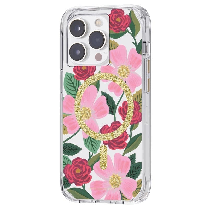 Rifle Paper Clear MagSafe - Case decorated in gold for iPhone 14 Pro (Rose Garden) - 11