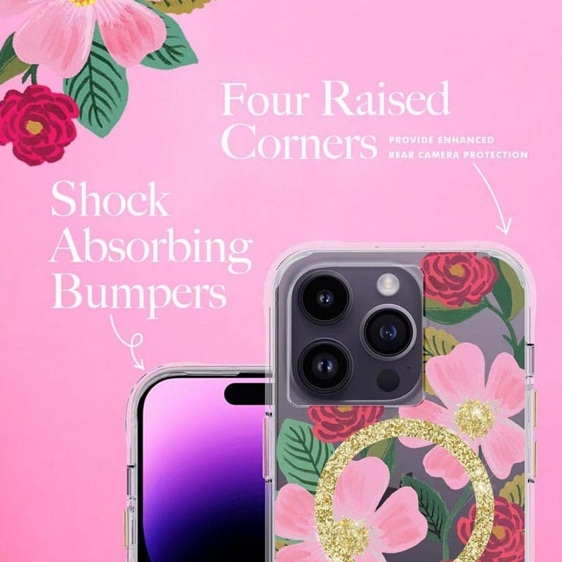 Rifle Paper Clear MagSafe - Case decorated in gold for iPhone 14 Pro (Rose Garden) - 15
