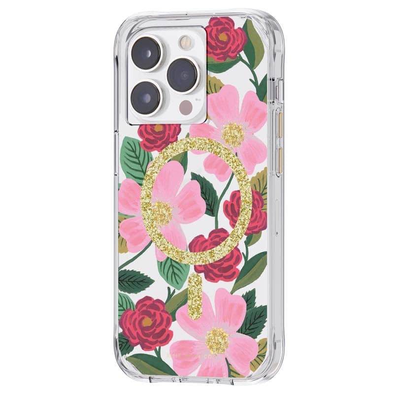 Rifle Paper Clear MagSafe - Case decorated in gold for iPhone 14 Pro (Rose Garden) - 3