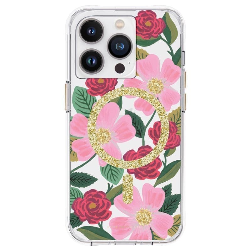 Rifle Paper Clear MagSafe - Case decorated in gold for iPhone 14 Pro (Rose Garden) - 9