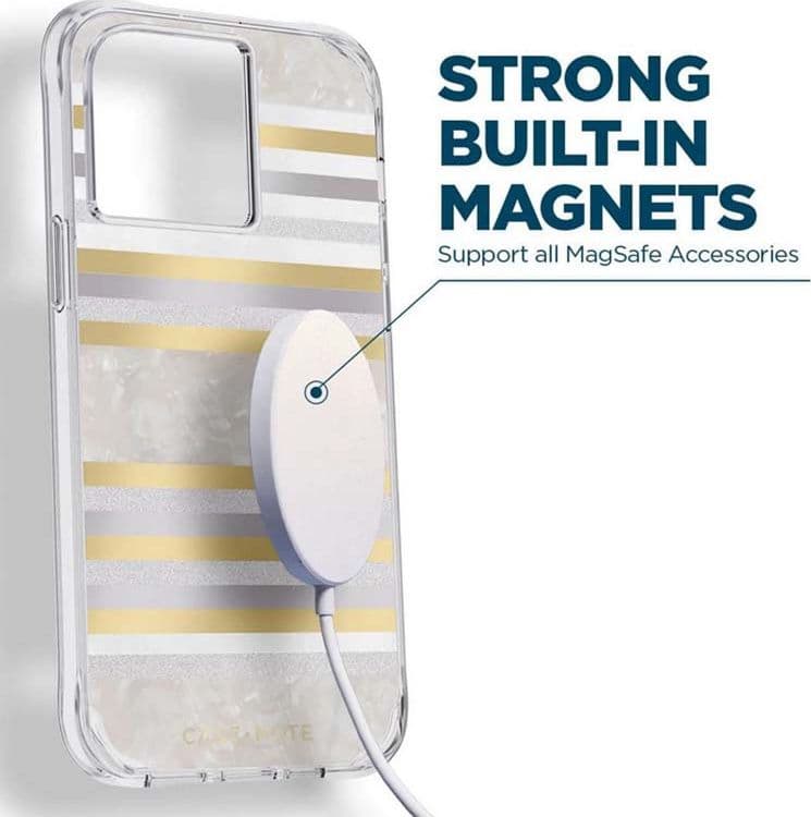 Case-Mate Pearl Stripes MagSafe - Case decorated with mother-of-pearl for iPhone 14 Pro Max (Pearl Stripes) - 6