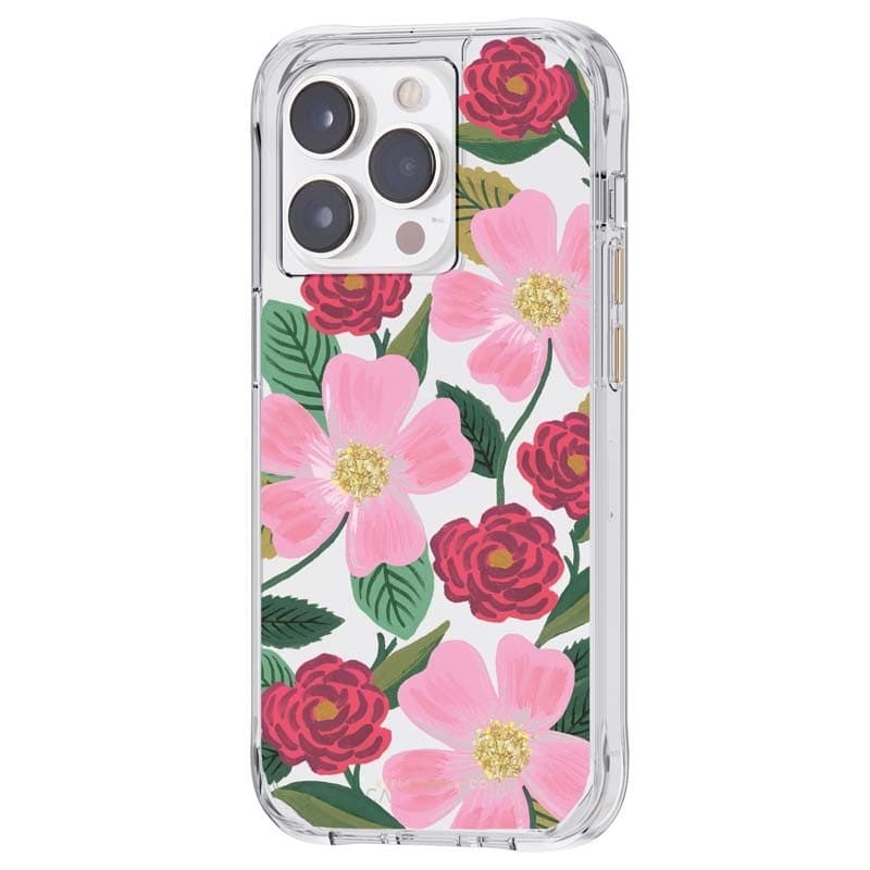 Rifle Paper Clear - Case decorated in gold for iPhone 14 Pro Max (Rose Garden) - 11