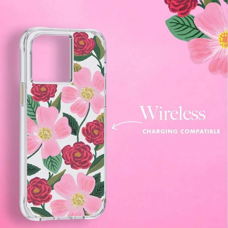 Rifle Paper Clear - Case decorated in gold for iPhone 14 Pro Max (Rose Garden) - 8