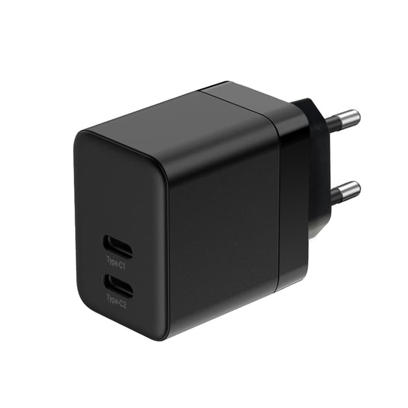 Crong Ultra Compact GaN - Caricabatterie da parete 2x USB-C 35W PD 3.0 con PPS (nero) - 2
