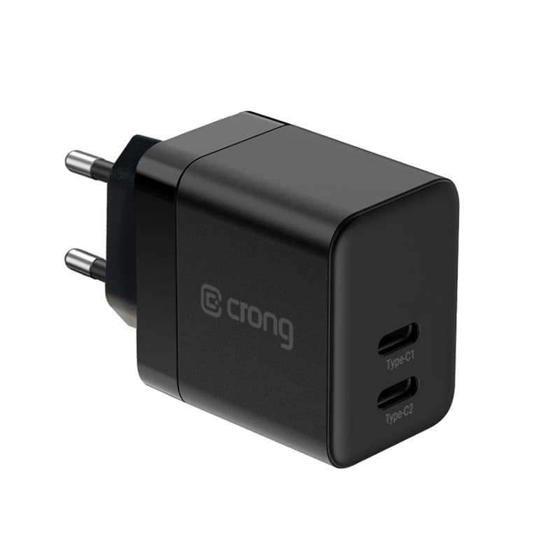 Crong Ultra Compact GaN - Caricabatterie da parete 2x USB-C 35W PD 3.0 con PPS (nero) - 10