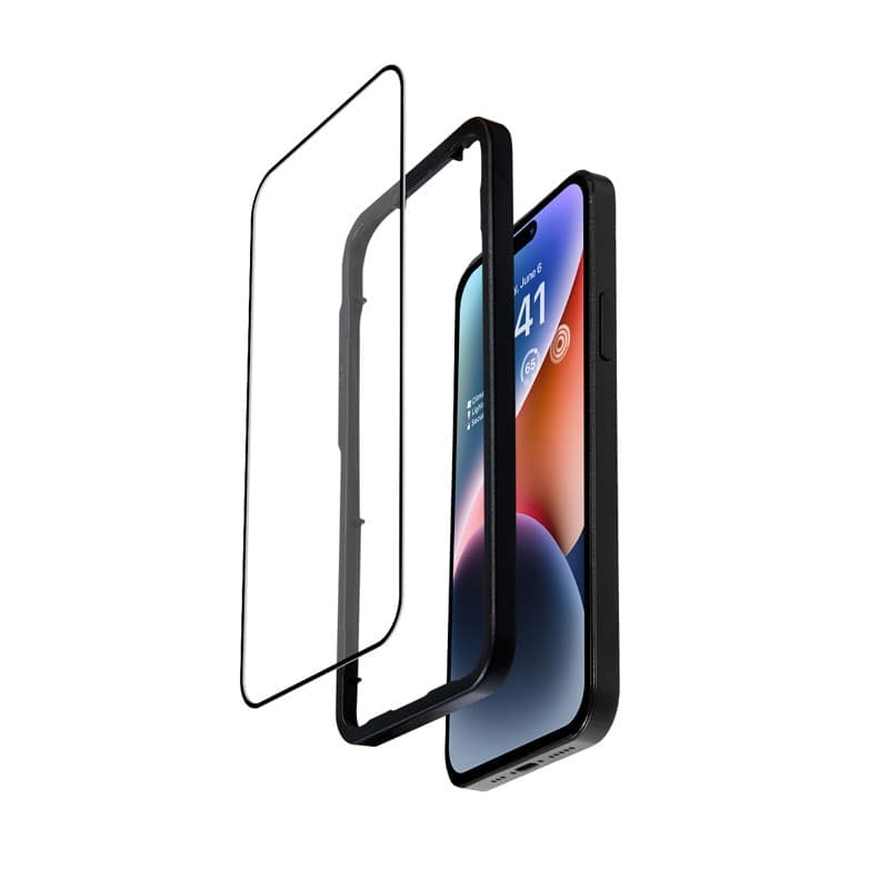 Crong Anti-Bacterial 3D Armor Glass - Vetro temperato 9H per iPhone 14 Pro a schermo intero + telaio di installazione - 4