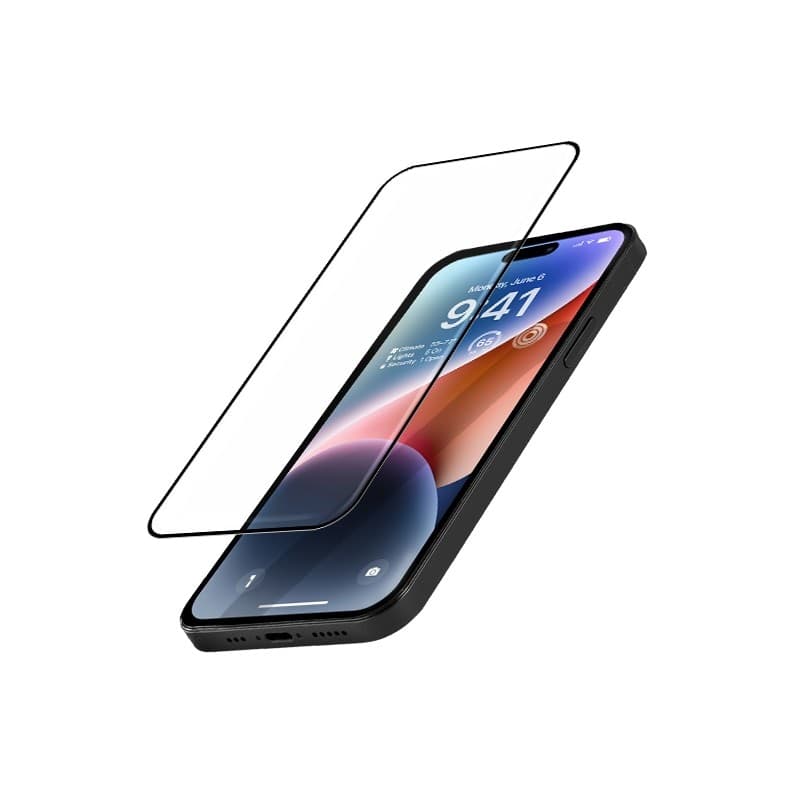 Crong Anti-Bacterial 3D Armor Glass - Vetro temperato 9H per iPhone 14 Pro a schermo intero + telaio di installazione - 10