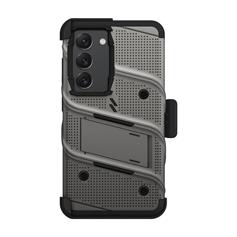 ZIZO BOLT Series - Armoured case for Samsung Galaxy S23 with 9H glass for screen + holder with stand (Grey) - 3