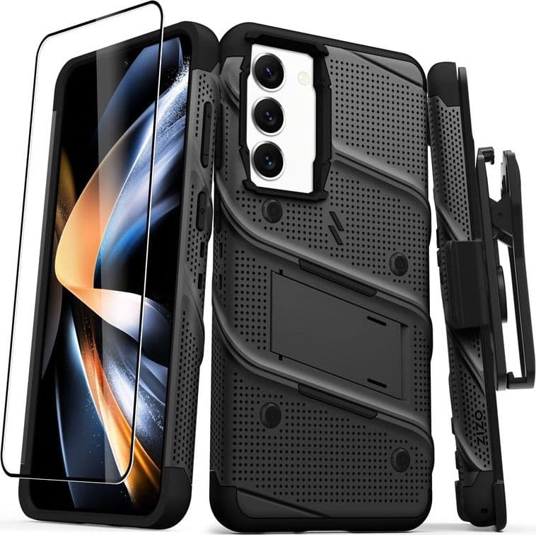 ZIZO BOLT Series - Armoured case for Samsung Galaxy S23+ with 9H glass for screen + holder with stand (Black) - 8