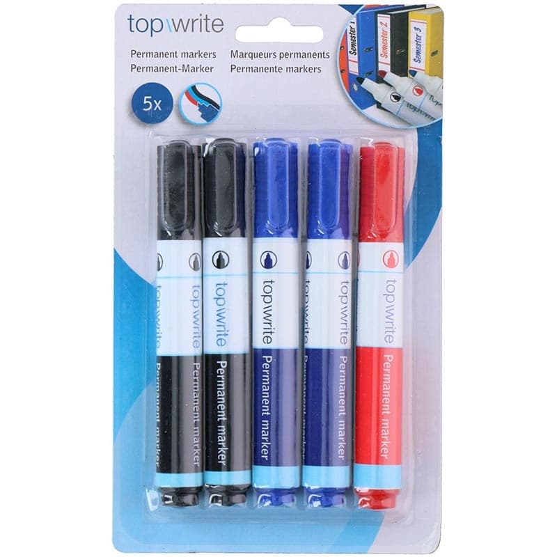 Topwrite - Set of permanent markers 5 pcs. (Black/Blue/Red) - 2