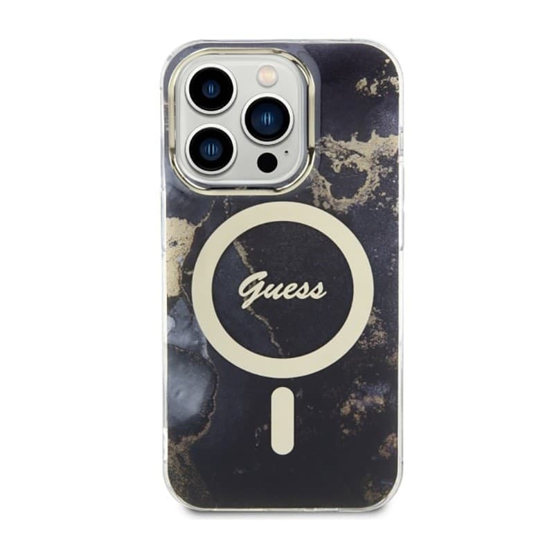 Guess Golden Marble MagSafe - Case for iPhone 14 Pro Max (Black) - 11