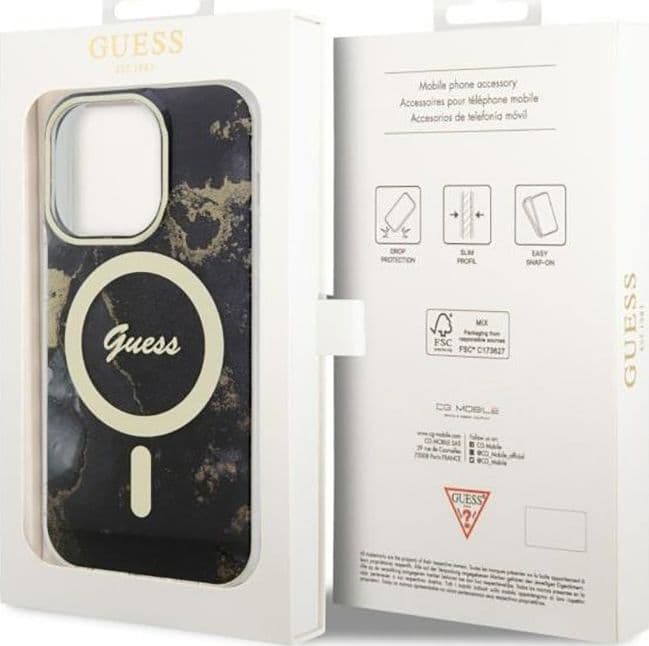 Guess Golden Marble MagSafe - Case for iPhone 14 Pro Max (Black) - 16