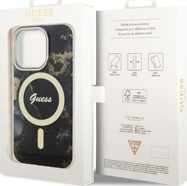 Guess Golden Marble MagSafe - Case for iPhone 14 Pro Max (Black) - 8