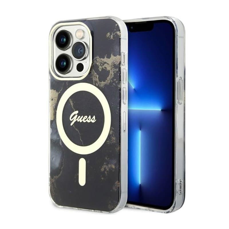Guess Golden Marble MagSafe - Case for iPhone 14 Pro Max (Black) - 9