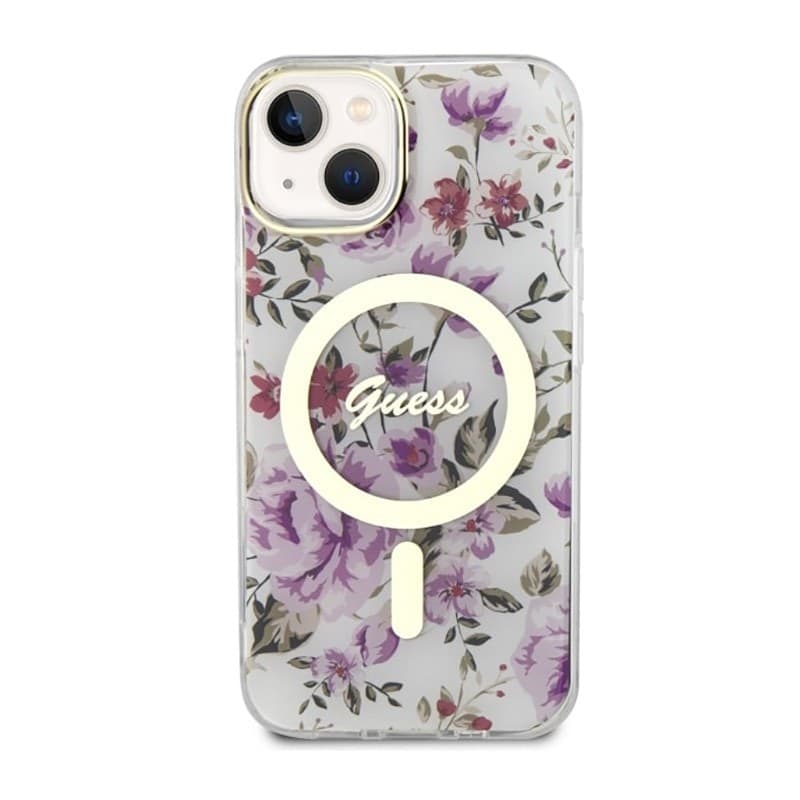 Guess Flower MagSafe - Case for iPhone 14 (Transparent) - 11