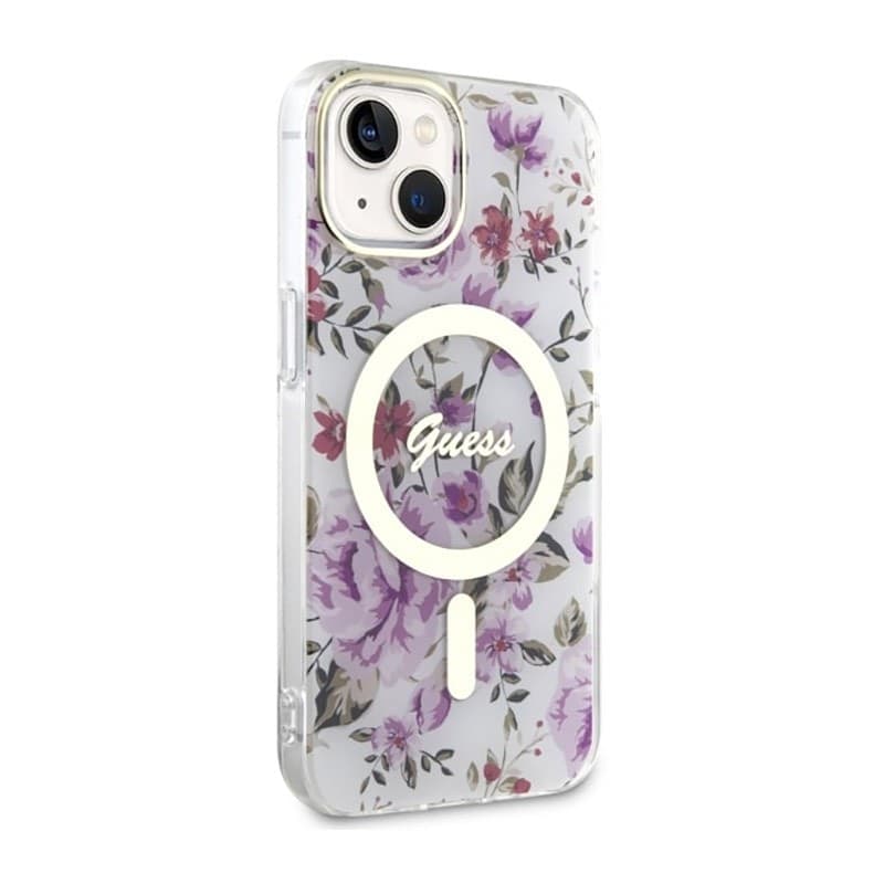 Guess Flower MagSafe - Case for iPhone 14 (Transparent) - 12