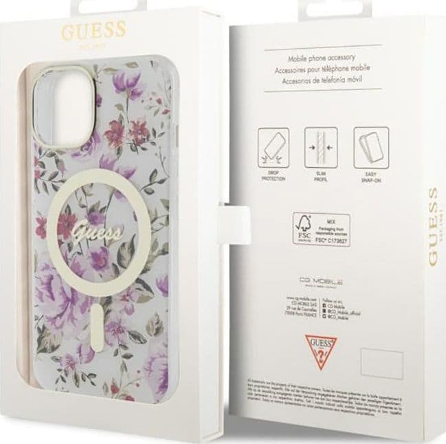 Guess Flower MagSafe - Case for iPhone 14 (Transparent) - 8