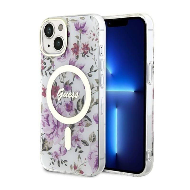 Guess Flower MagSafe - Case for iPhone 14 (Transparent) - 9