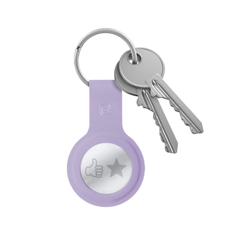 Custodia in silicone Crong con portachiavi – Custodia protettiva portachiavi per Apple AirTag 1/2 (viola) - 2