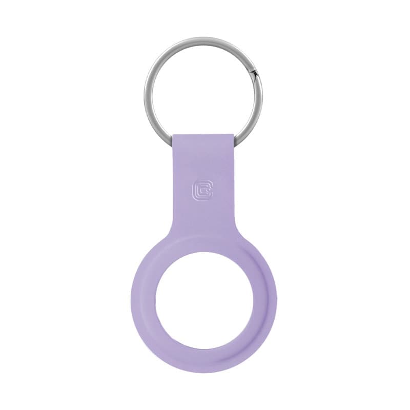 Custodia in silicone Crong con portachiavi – Custodia protettiva portachiavi per Apple AirTag 1/2 (viola) - 3
