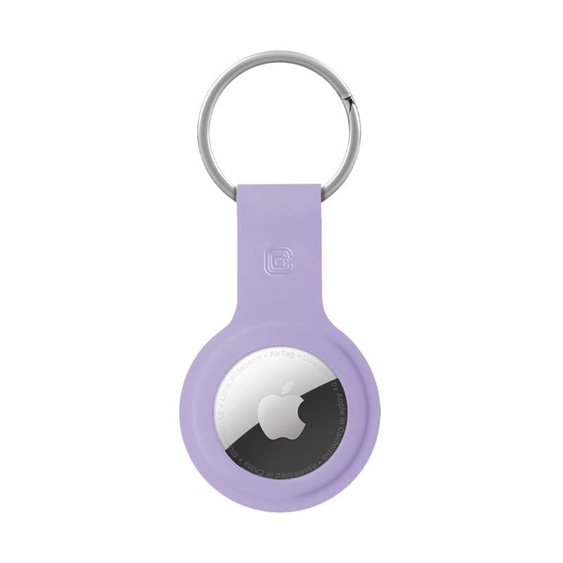 Custodia in silicone Crong con portachiavi – Custodia protettiva portachiavi per Apple AirTag 1/2 (viola) - 10