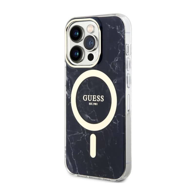 Guess Marble MagSafe - Case for iPhone 14 Pro (Black) - 2