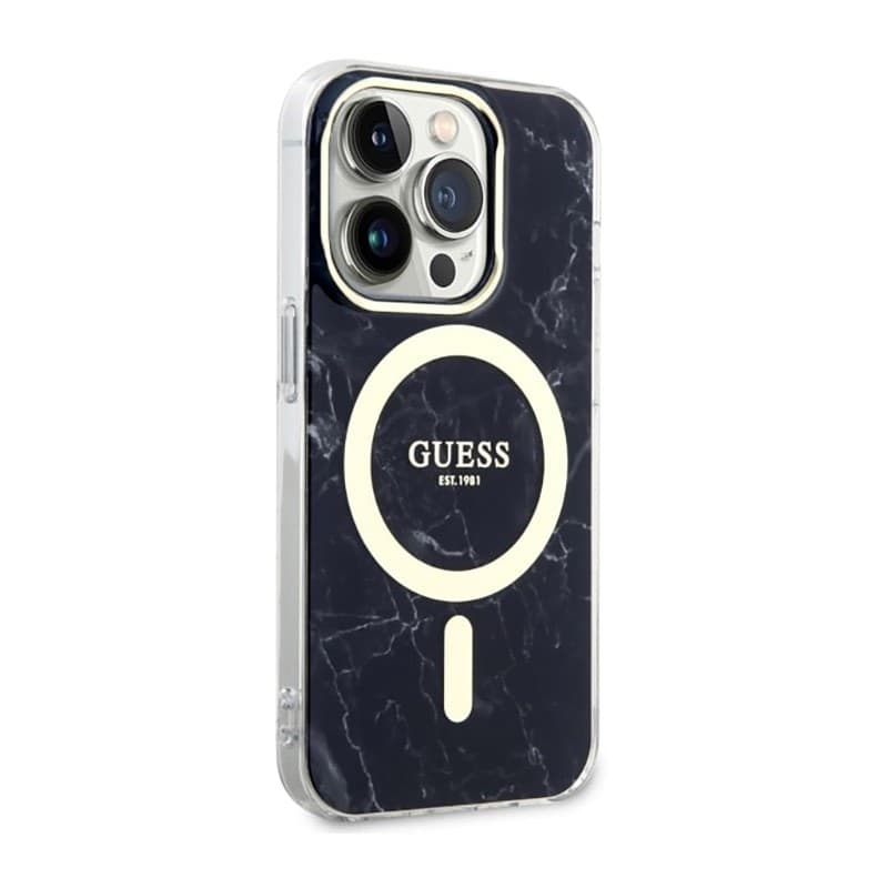 Guess Marble MagSafe - Case for iPhone 14 Pro (Black) - 12