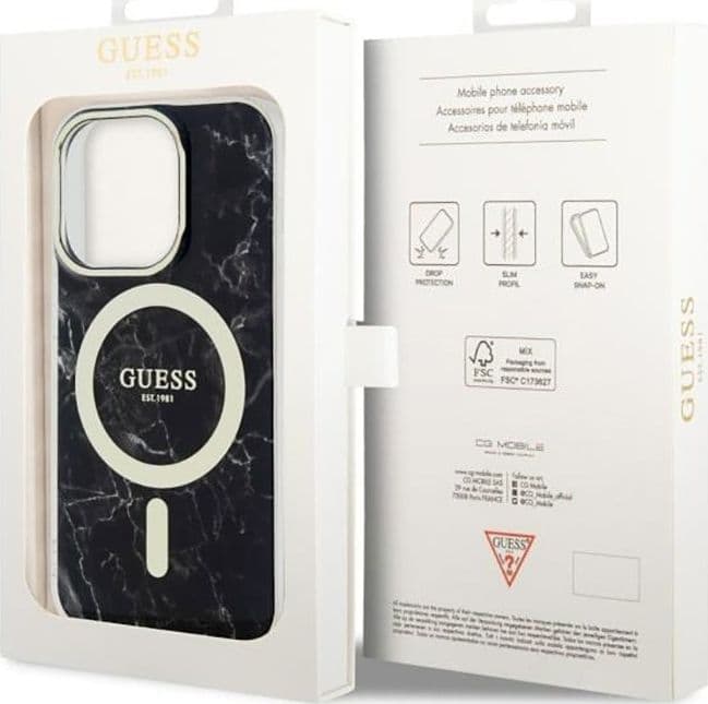 Guess Marble MagSafe - Case for iPhone 14 Pro (Black) - 16