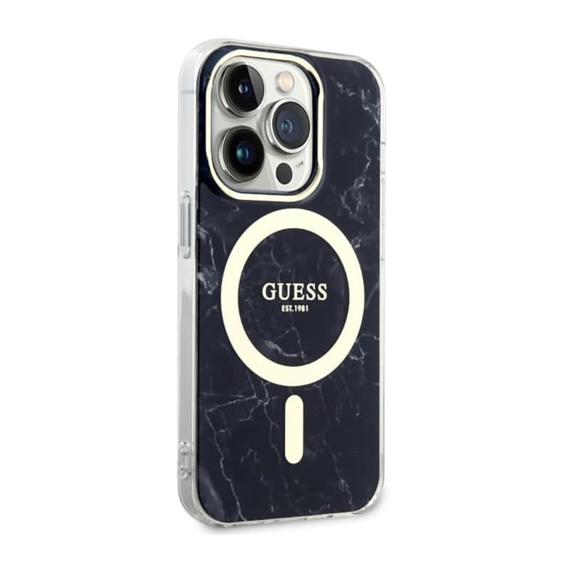 Guess Marble MagSafe - Case for iPhone 14 Pro (Black) - 4